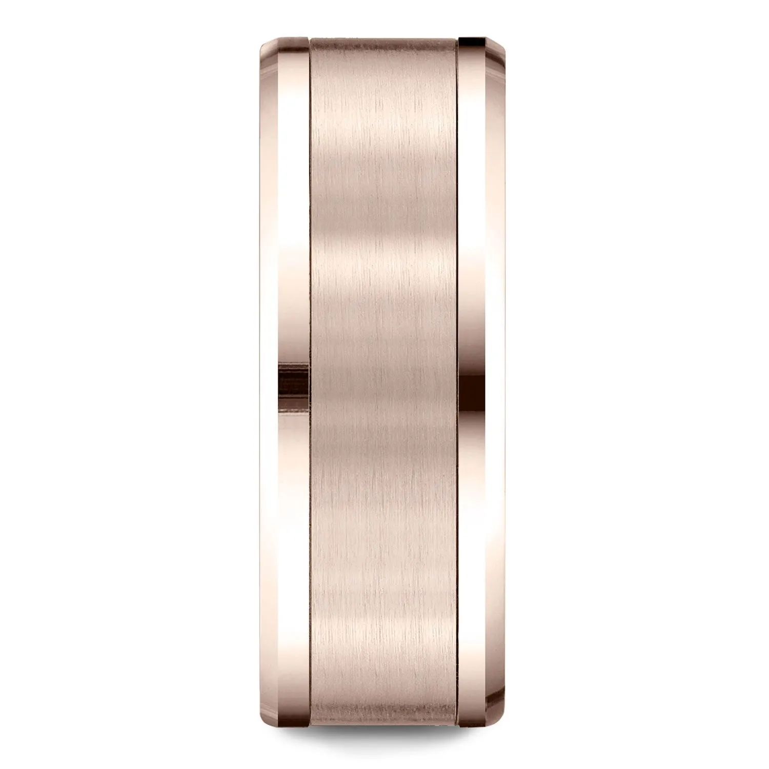 14 Karat Rose Gold 8mm Comfort-fit Drop Bevel Satin Finish Design Band