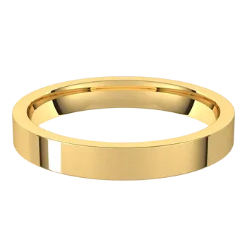 14K Gold 3 mm Flat Shape Light Comfort Fit Band