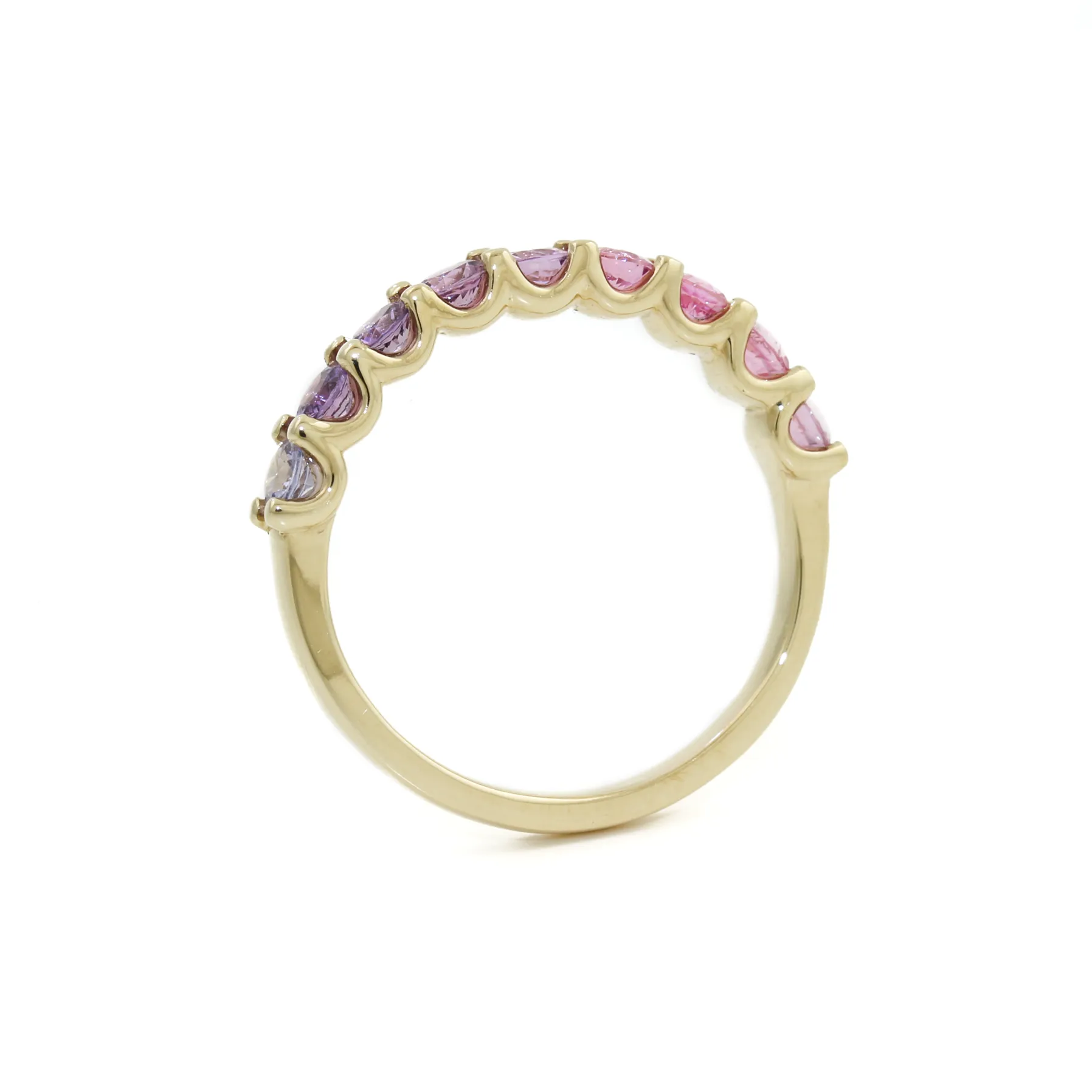 14K Gold Graduated Pink Sapphire Band