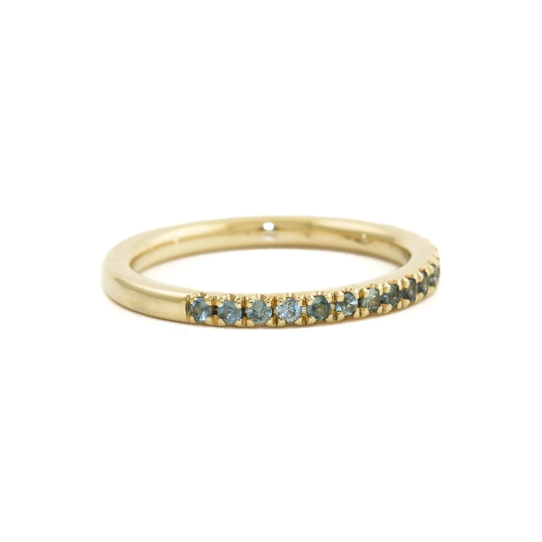 14K Gold Teal Sapphire Pavé  Band