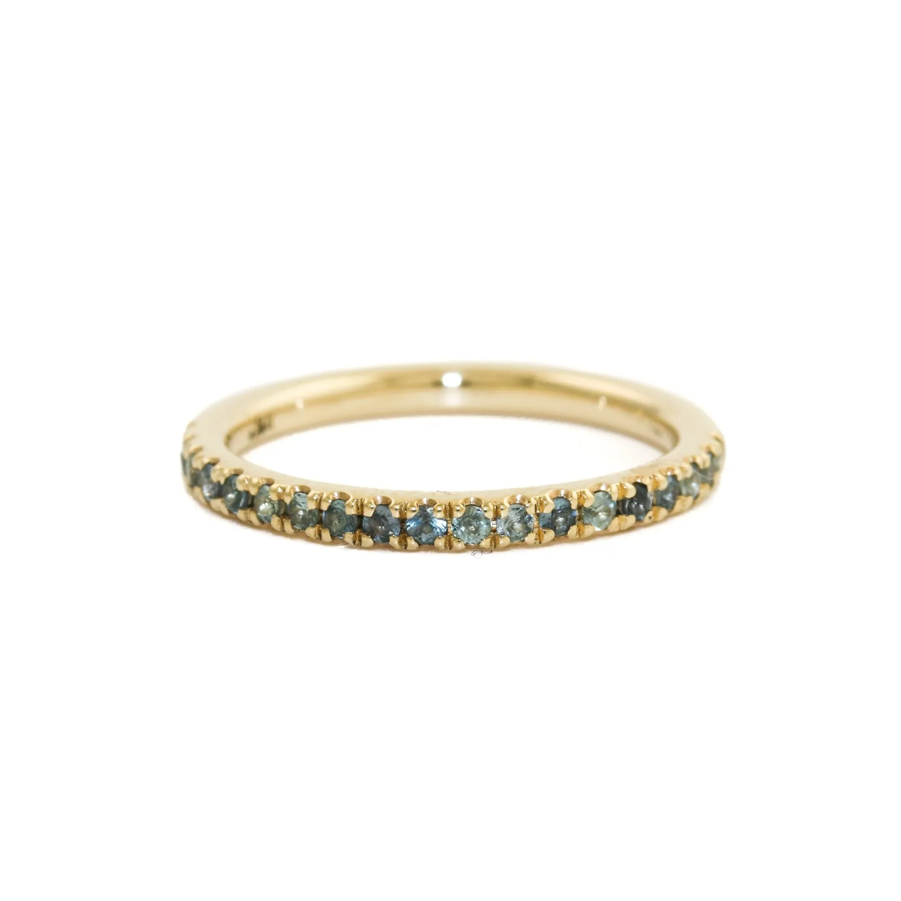 14K Gold Teal Sapphire Pavé  Band