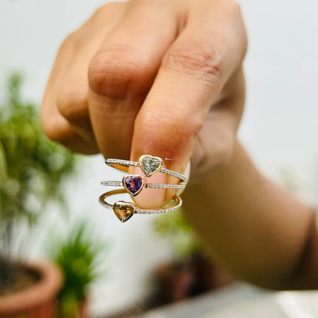 14K Heart Shape Citrine Ring