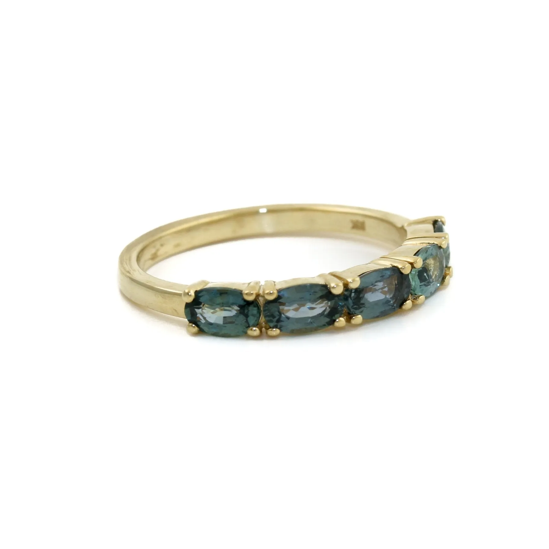 14K Teal Oval Sapphire Band