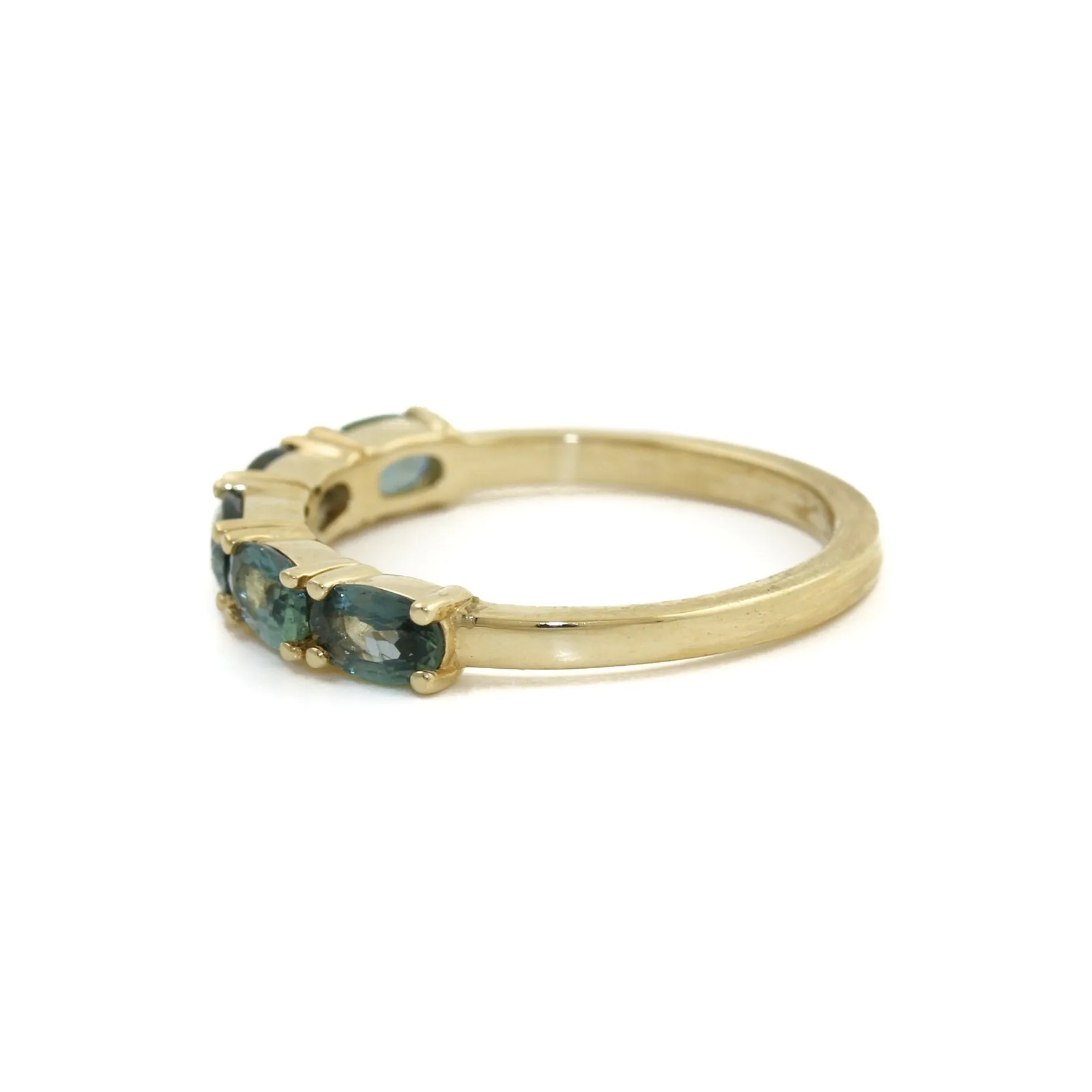 14K Teal Oval Sapphire Band