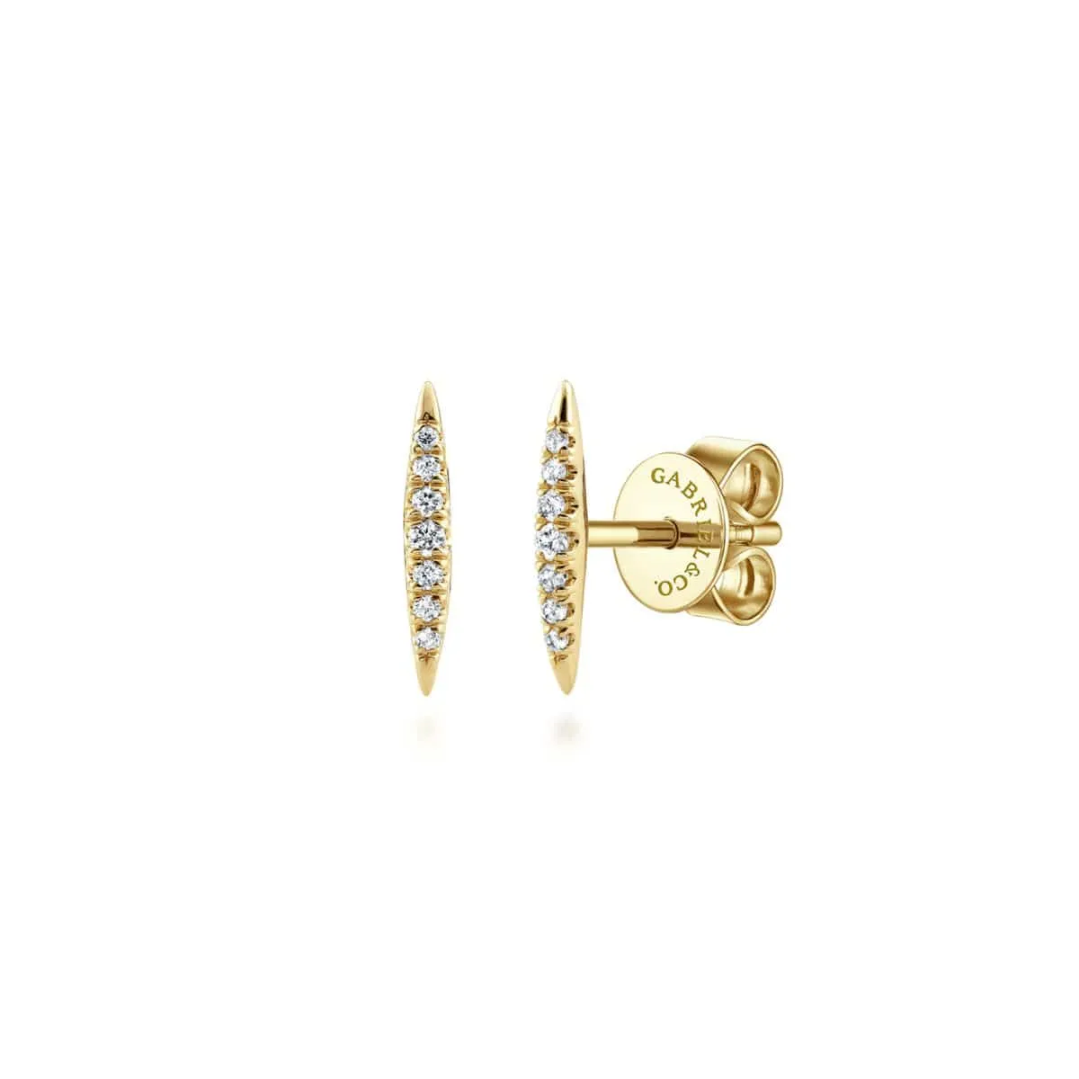 14K Yellow Gold Pavé Diamond Spiked Stud Earrings - EG13083Y45JJ