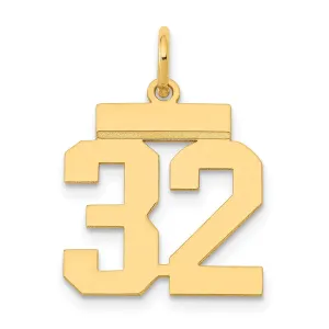 14k Yellow Gold Polished Finish Small Size Number 32 Charm Pendant