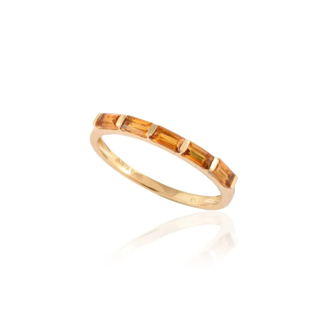 18K Citrine Baguette Birthstone Ring