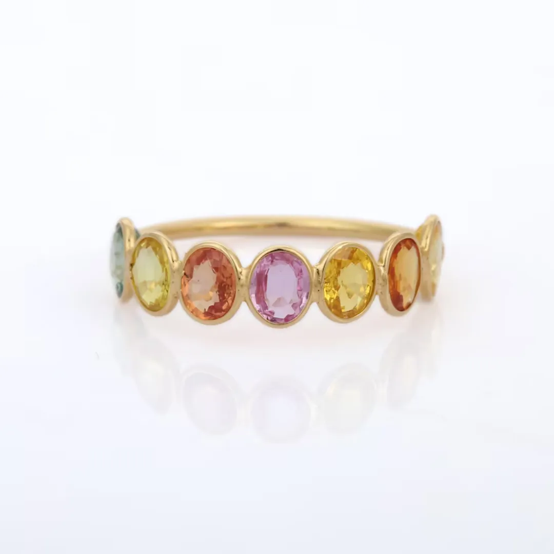 18K Multi Sapphire Half Eternity Band