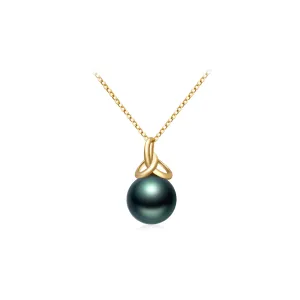 18K Solid Gold Saltwater Tahitian Pearl Necklace KN00170