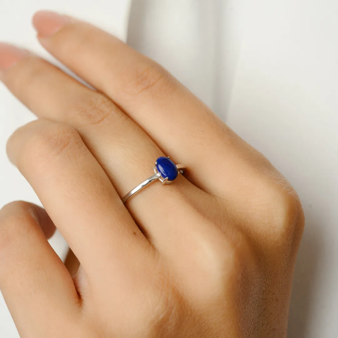 18K White Gold Lapis Lazuli Ring