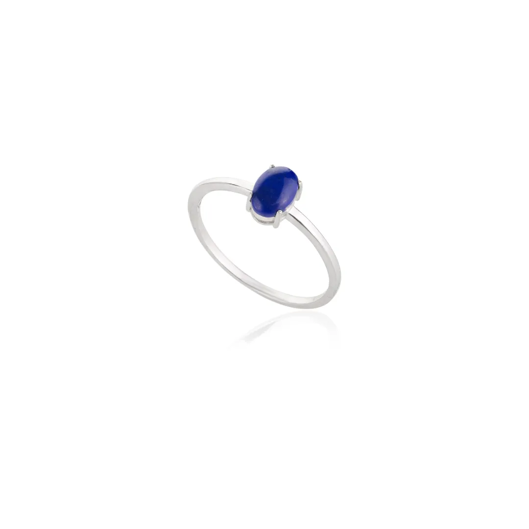 18K White Gold Lapis Lazuli Ring