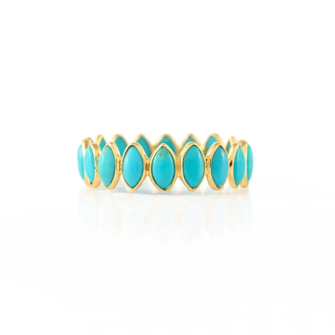 18K Yellow Gold Turquoise Gemstone Eternity Band