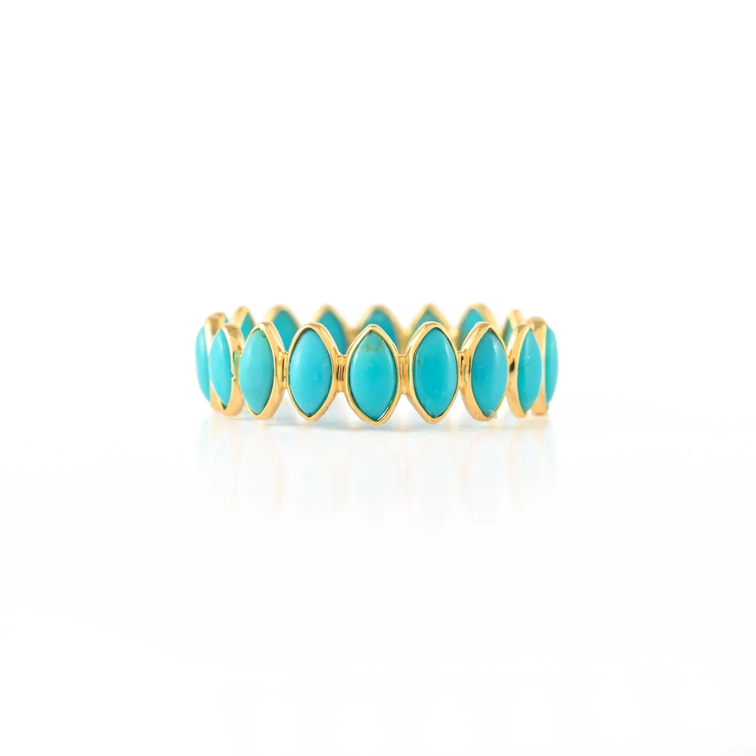 18K Yellow Gold Turquoise Gemstone Eternity Band