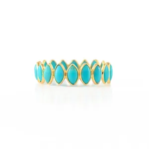 18K Yellow Gold Turquoise Gemstone Eternity Band