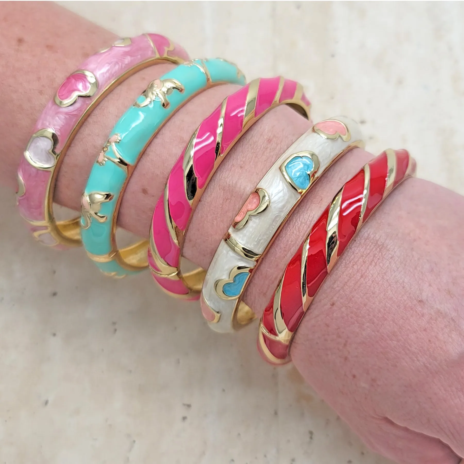 20 Trendy Enamel Gold Layered Enamel Bangles ($5.00) ea