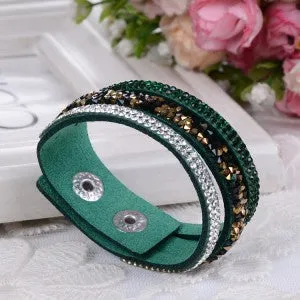 2015 New Fashion Lap  Layer Wrap Bracelets Slake Leather Bracelet  for women With Crystals Couple Jewelry