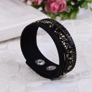 2015 New Fashion Lap  Layer Wrap Bracelets Slake Leather Bracelet  for women With Crystals Couple Jewelry