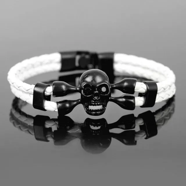 2017 New Fashion Pop Skull Bracelets For Men High Quality Leather Bracelets Popular Knighthood Friendship Charm Bracelets.