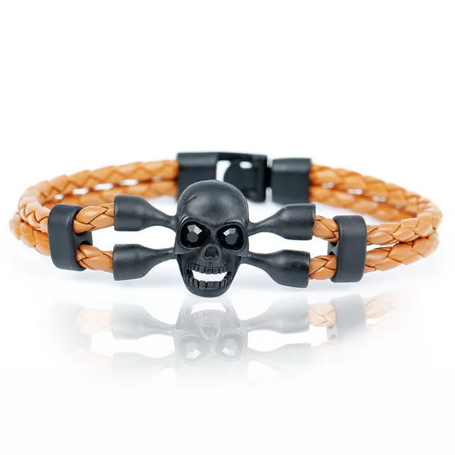 2017 New Fashion Pop Skull Bracelets For Men High Quality Leather Bracelets Popular Knighthood Friendship Charm Bracelets.