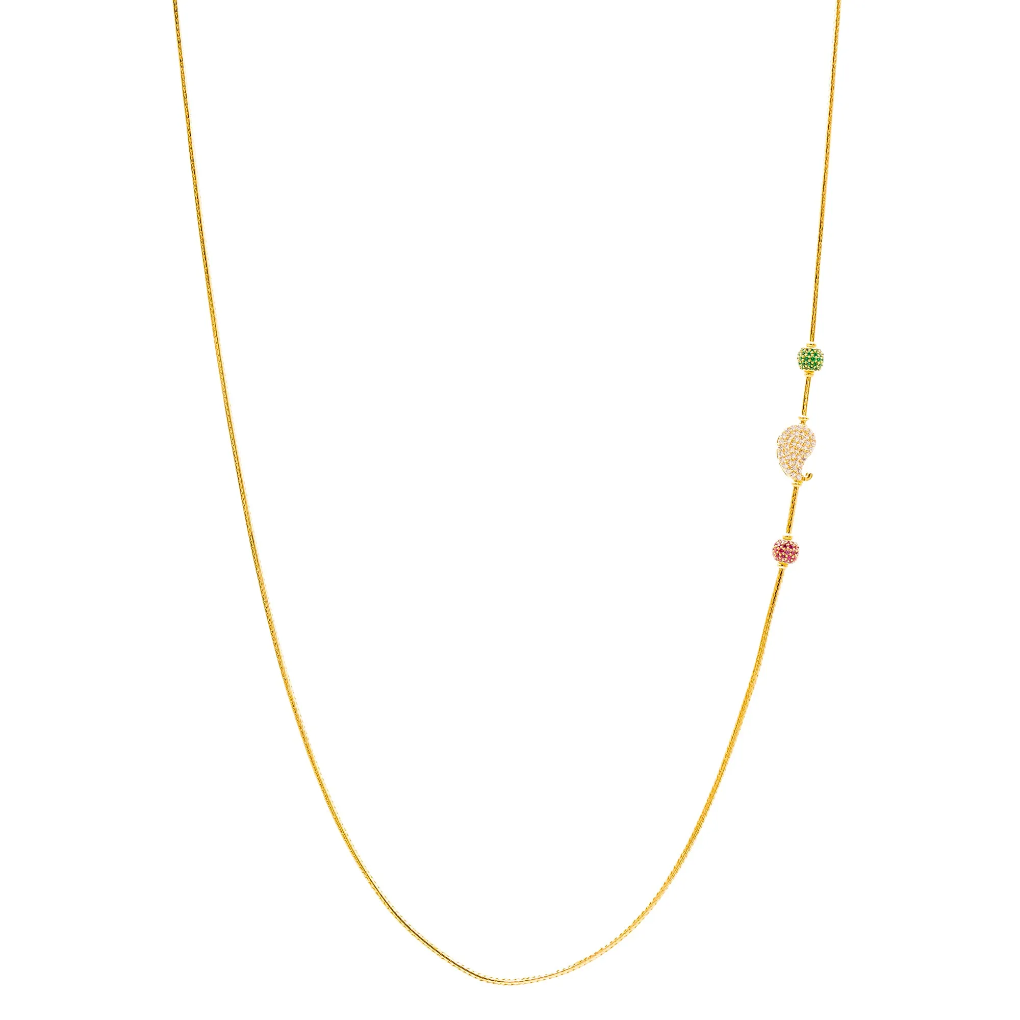 22K Yellow Gold Mugappu Beaded Chain