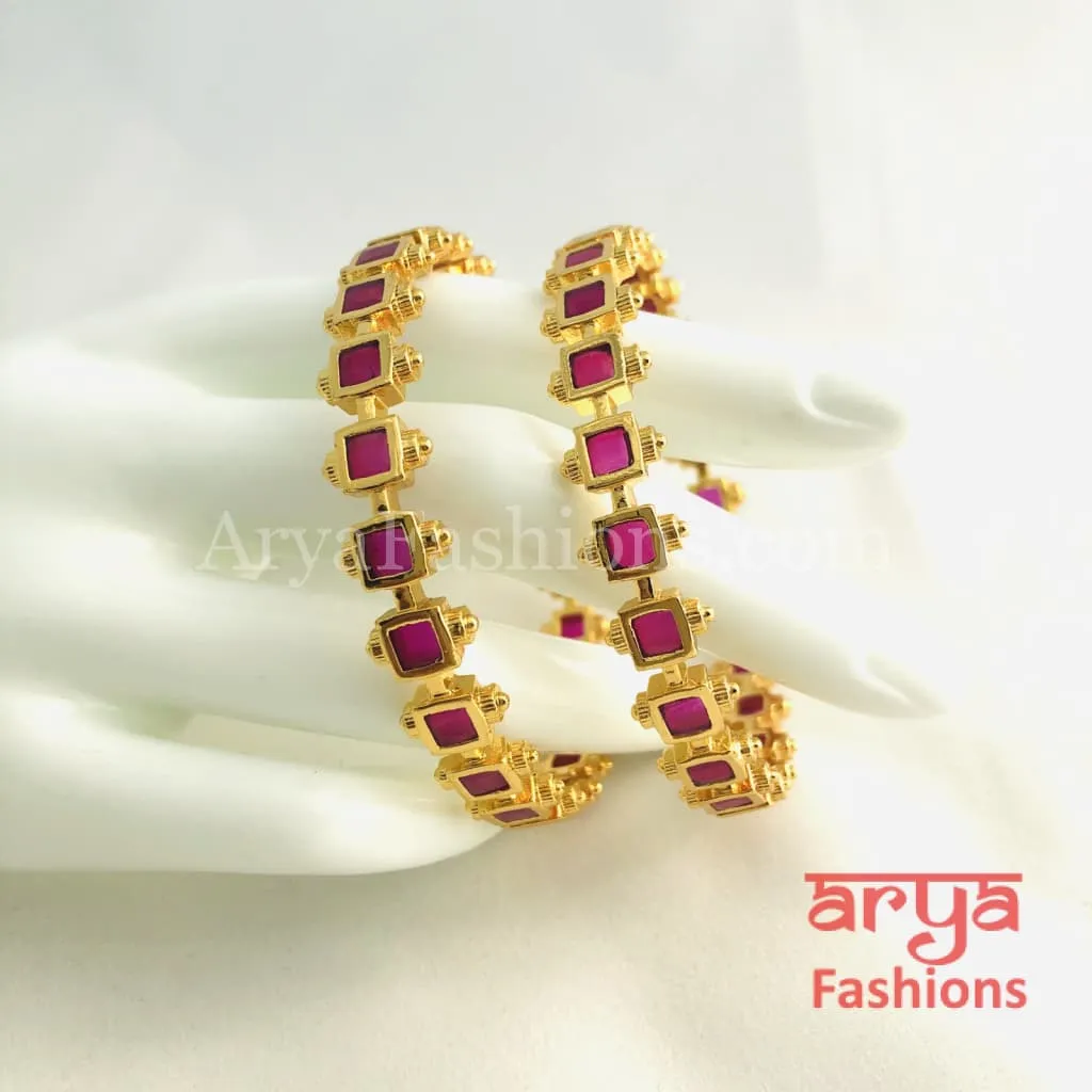 2.6 Golden Ruby Trendy Bangles