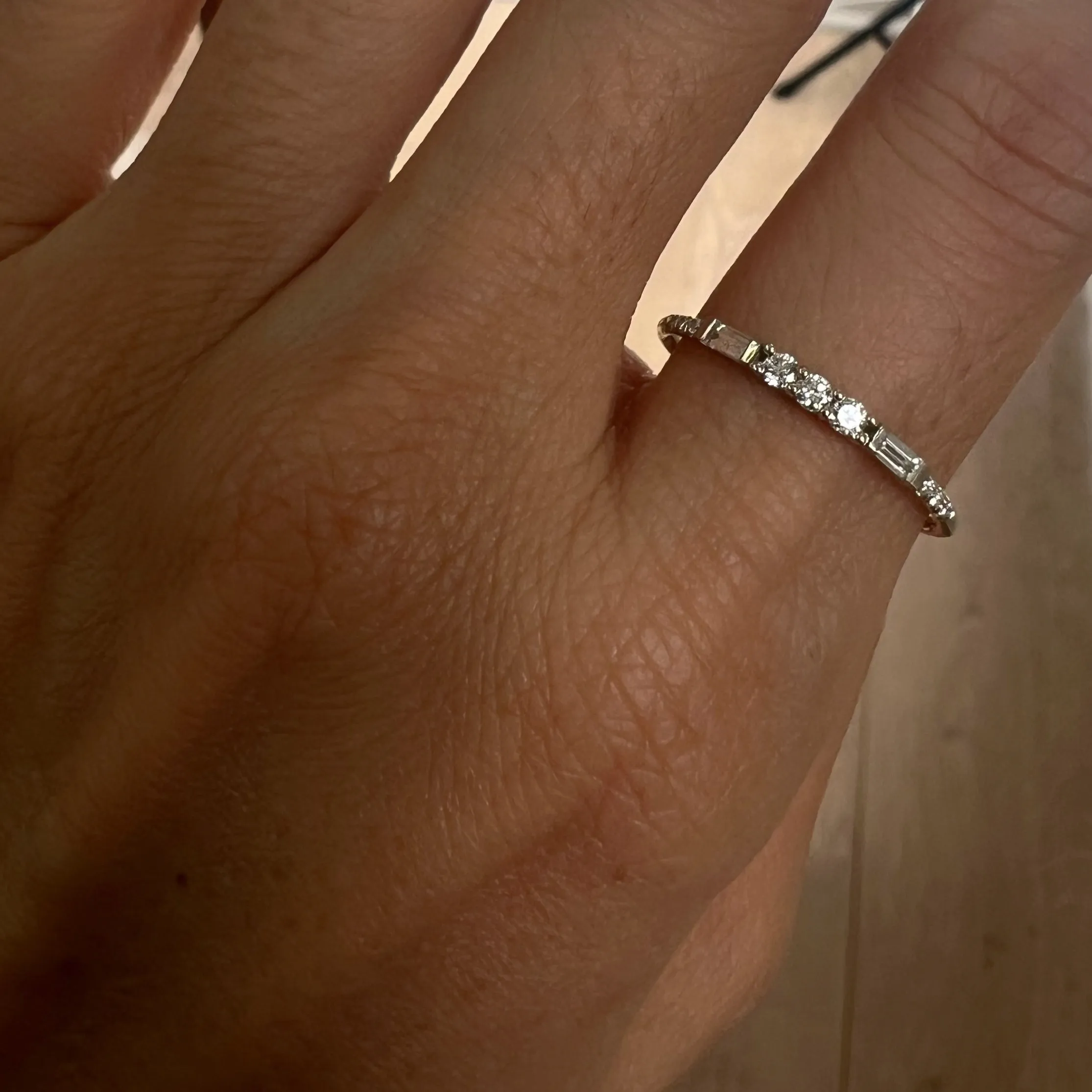 3 Round Diamond Baguette Equilibrium Ring