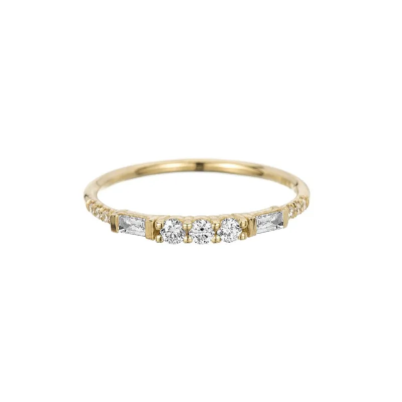 3 Round Diamond Baguette Equilibrium Ring