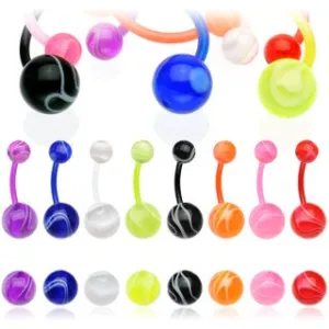 8 Pack Flexible Marble Acrylic Belly Button Rings