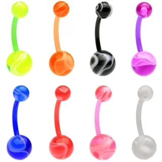 8 Pack Flexible Marble Acrylic Belly Button Rings