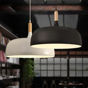 ACORN NORDIC STYLE METAL WITH WOOD TOP PENDANT LIGHT