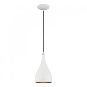 AMADOR 1 LIGHT MINI PENDANT, SHINY WHITE