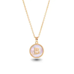 AMANDA BLU - GOLD MOTHER OF PEARL INITIAL NECKLACE - B - 18K GOLD DIPPED