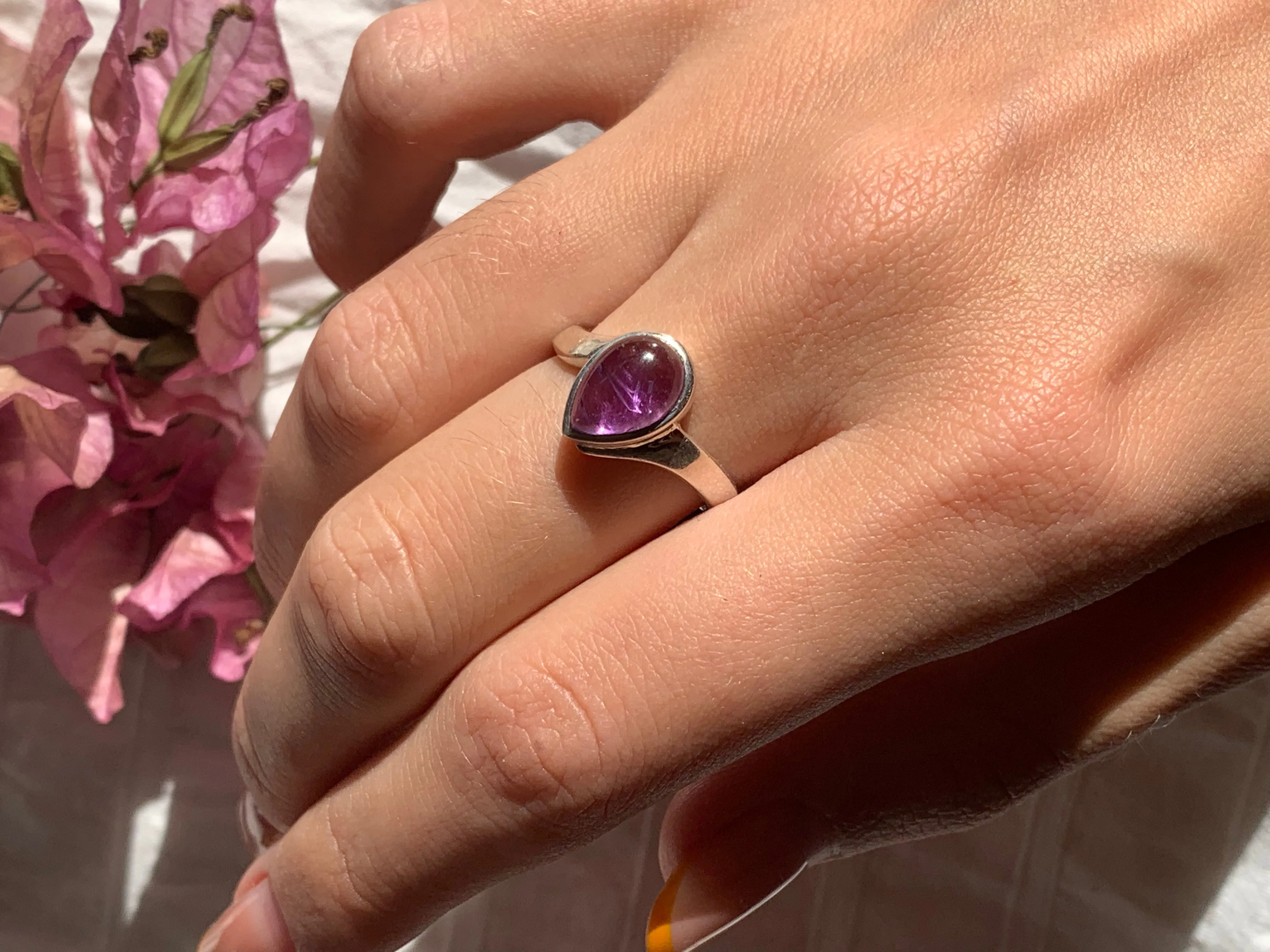 Amethyst Efimia Ring - Teardrop