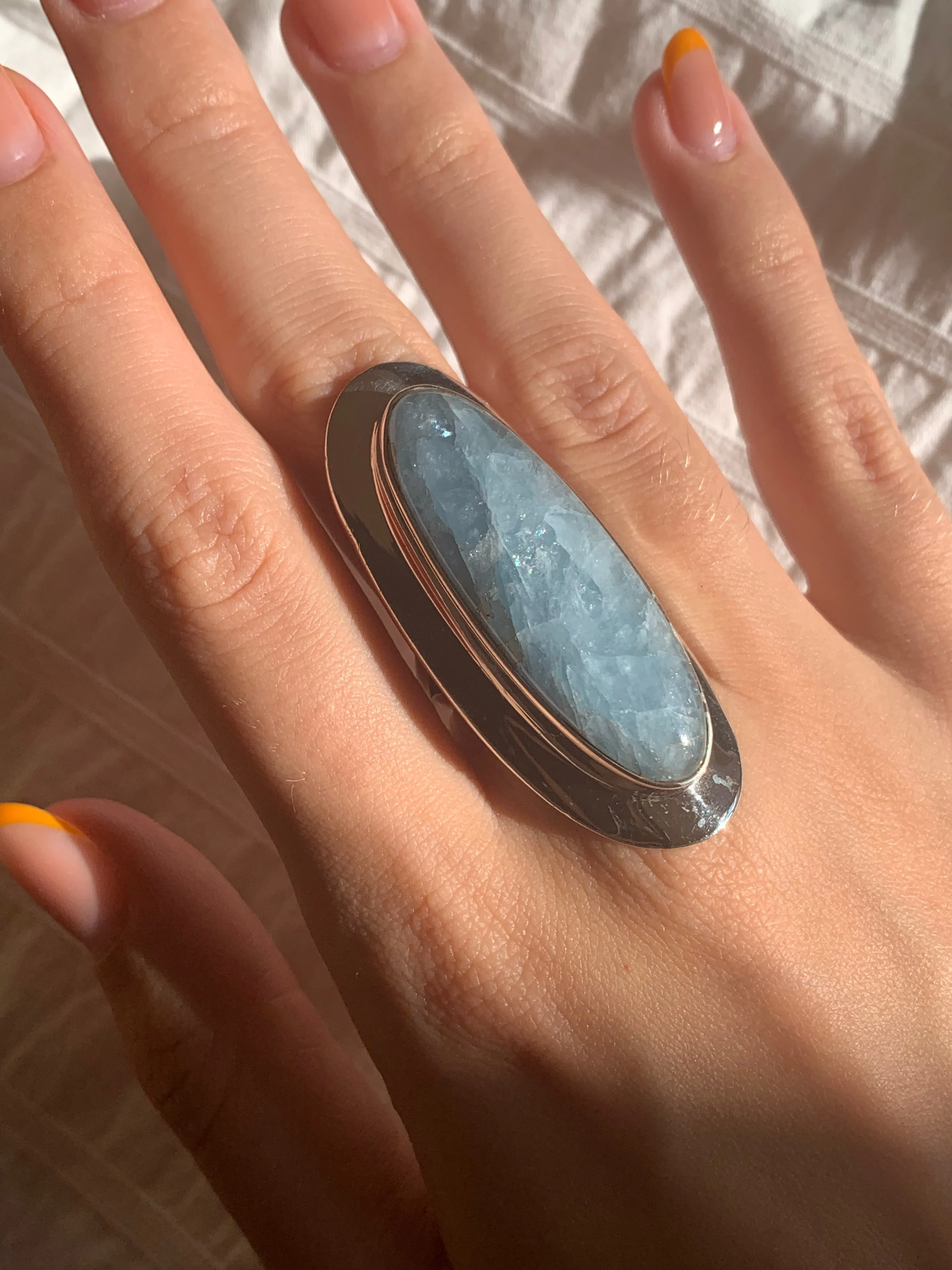 Aquamarine Dinah Ring - XLong Oval (US 7.5)