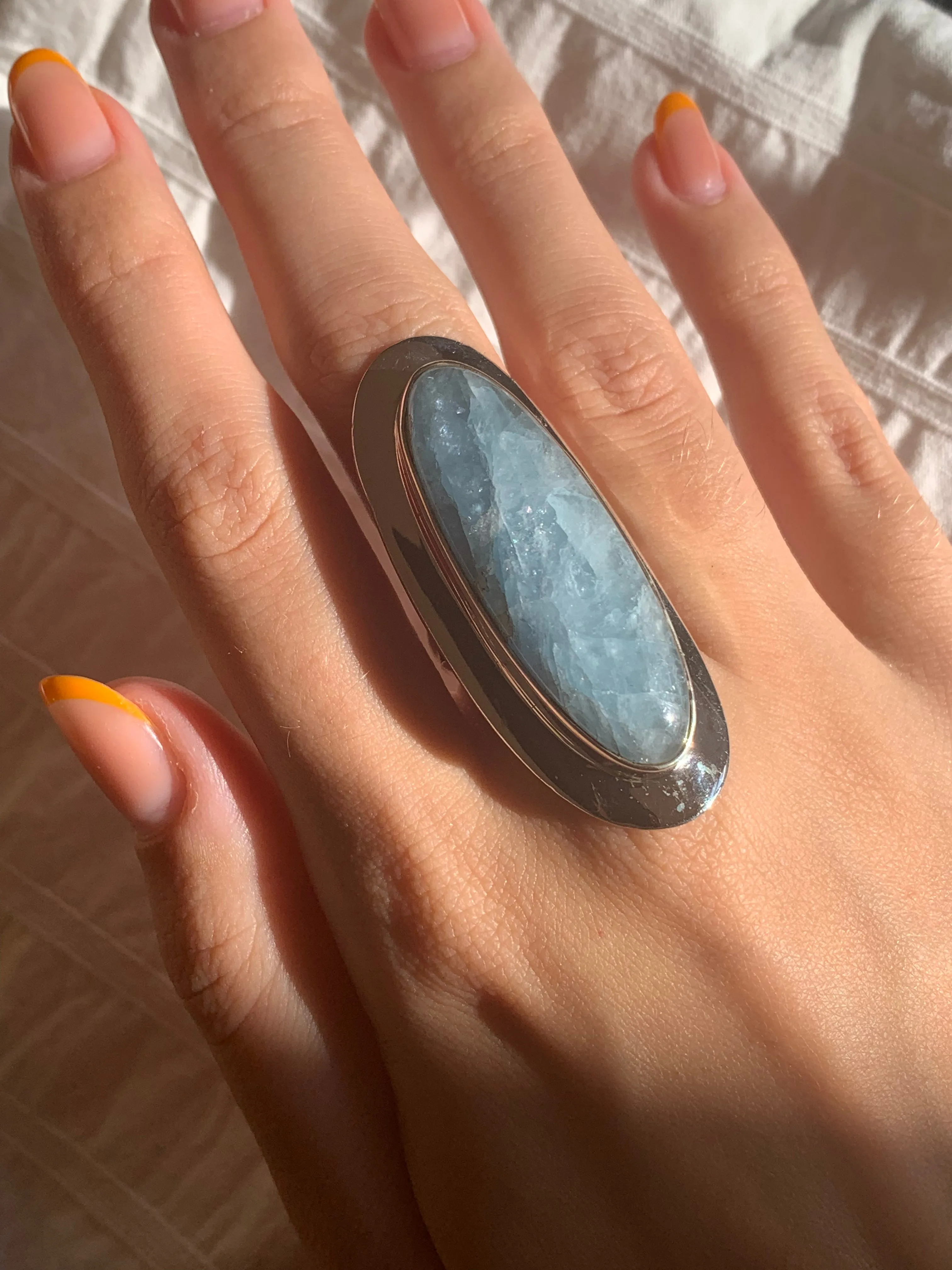 Aquamarine Dinah Ring - XLong Oval (US 7.5)