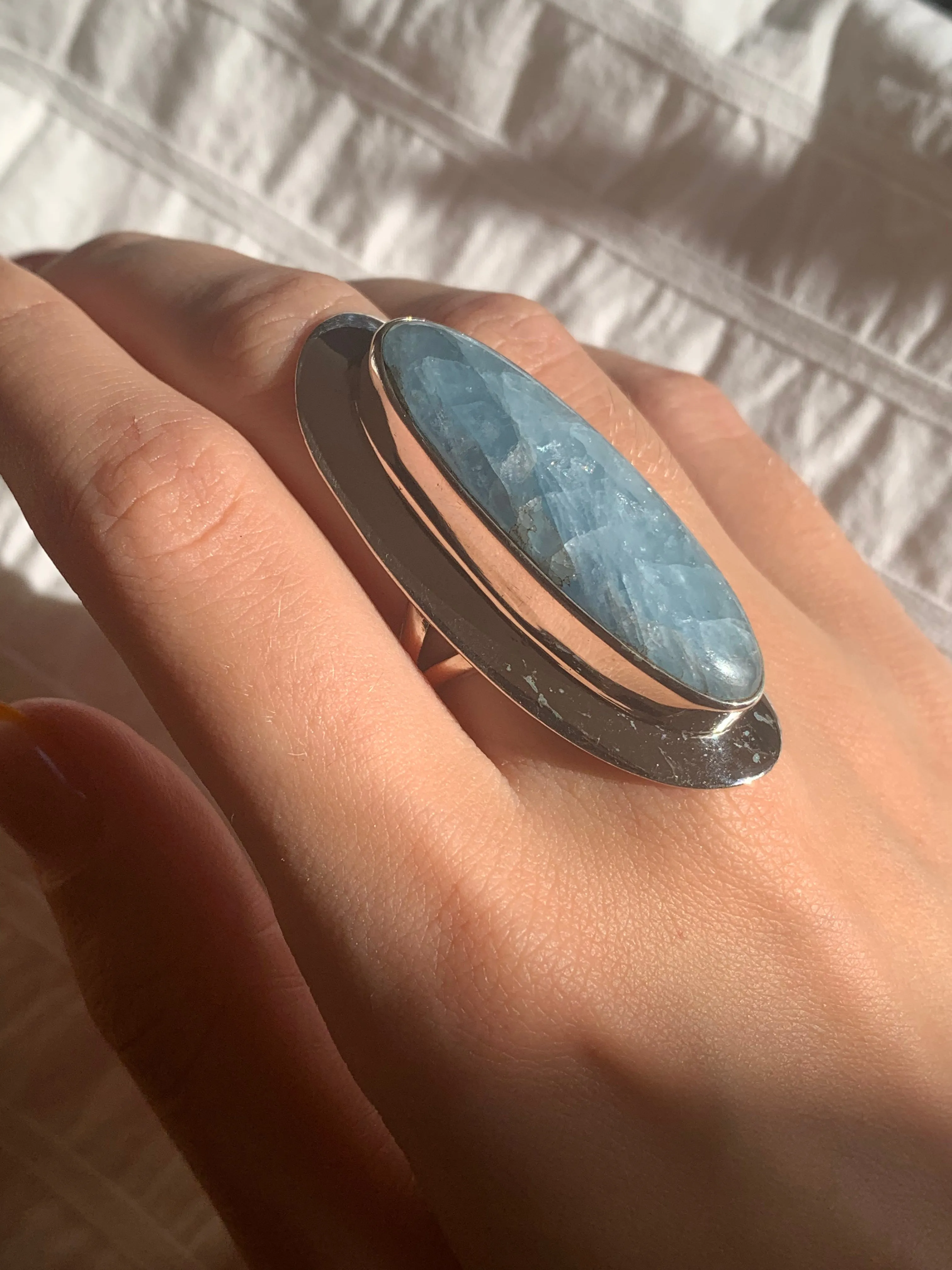 Aquamarine Dinah Ring - XLong Oval (US 7.5)