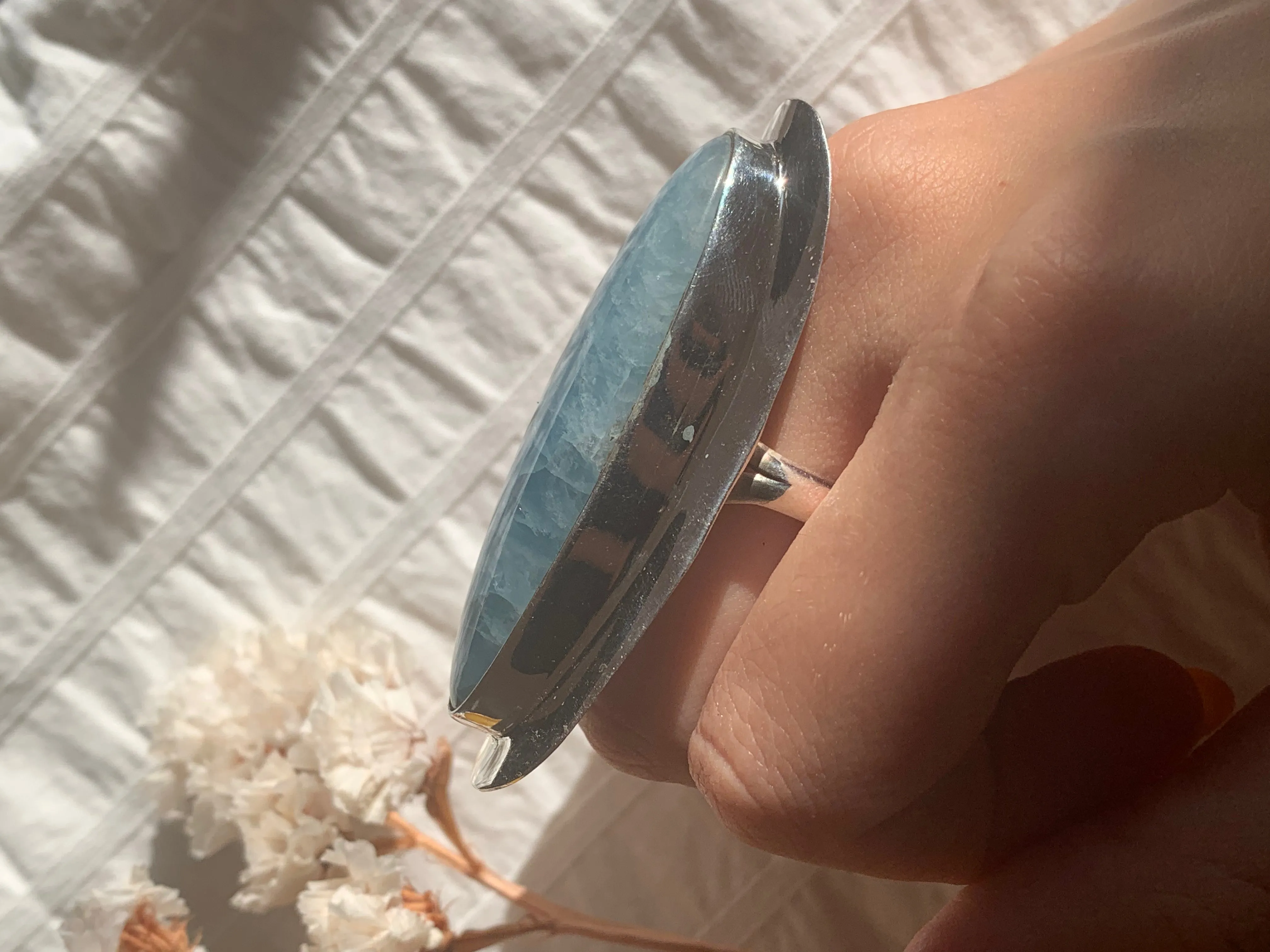 Aquamarine Dinah Ring - XXLong Drop (US 9)