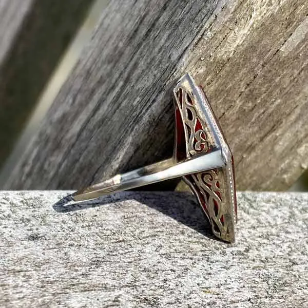 Art Deco Carnelian & Rose Cut Diamond Ring