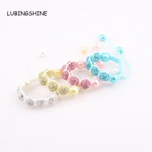 Baby Kids Shamballa Bracelet Pave Crystal Disco Ball Candy Beads Friendship Children Bracelets  Nice Gift for Children kids ZB76