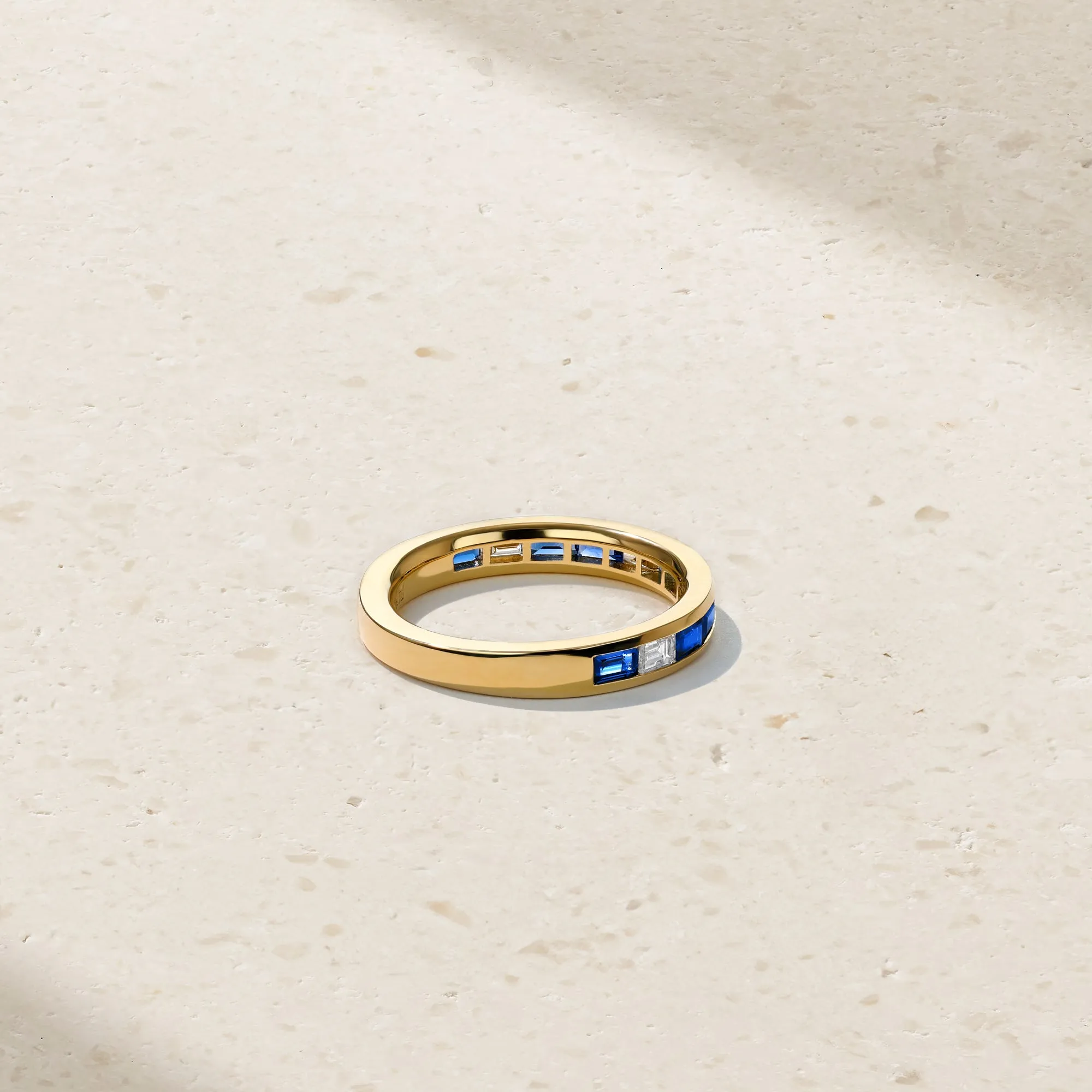 Baguette Sapphire and Diamond Thread Ring