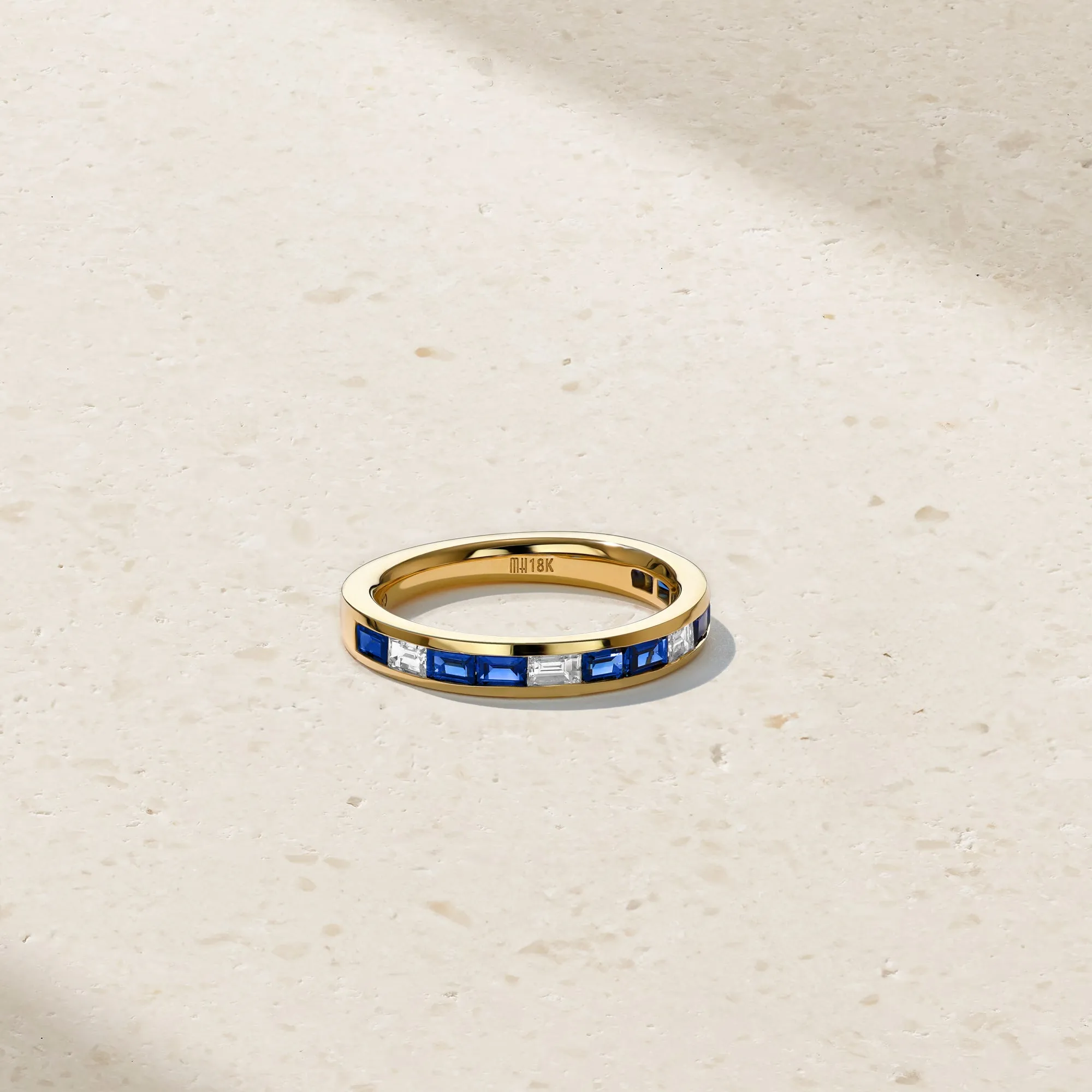 Baguette Sapphire and Diamond Thread Ring