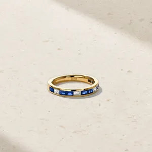 Baguette Sapphire and Diamond Thread Ring