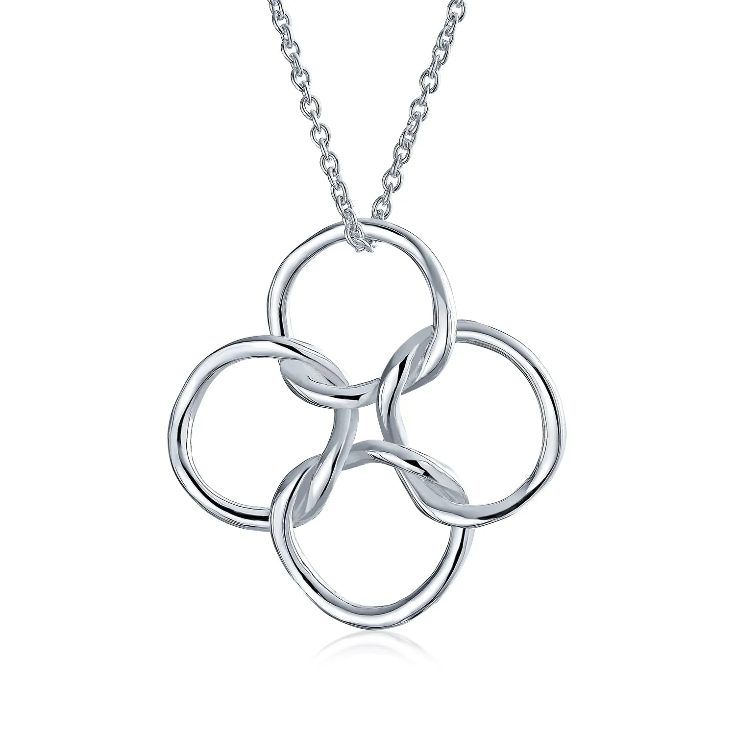 BFF Eternal Friendship Pendant Necklace with Interlocking Infinity Circles in Silver