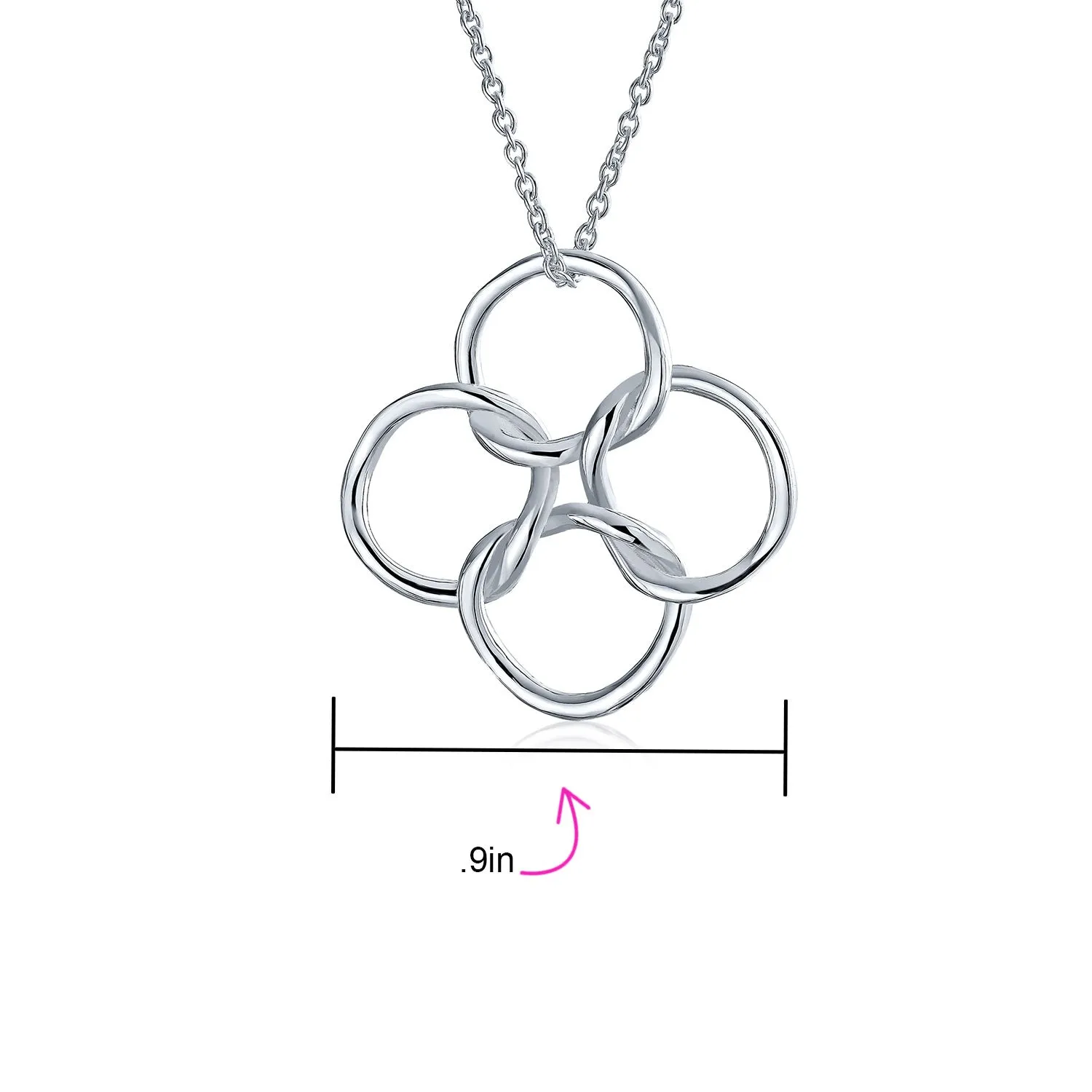 BFF Eternal Friendship Pendant Necklace with Interlocking Infinity Circles in Silver