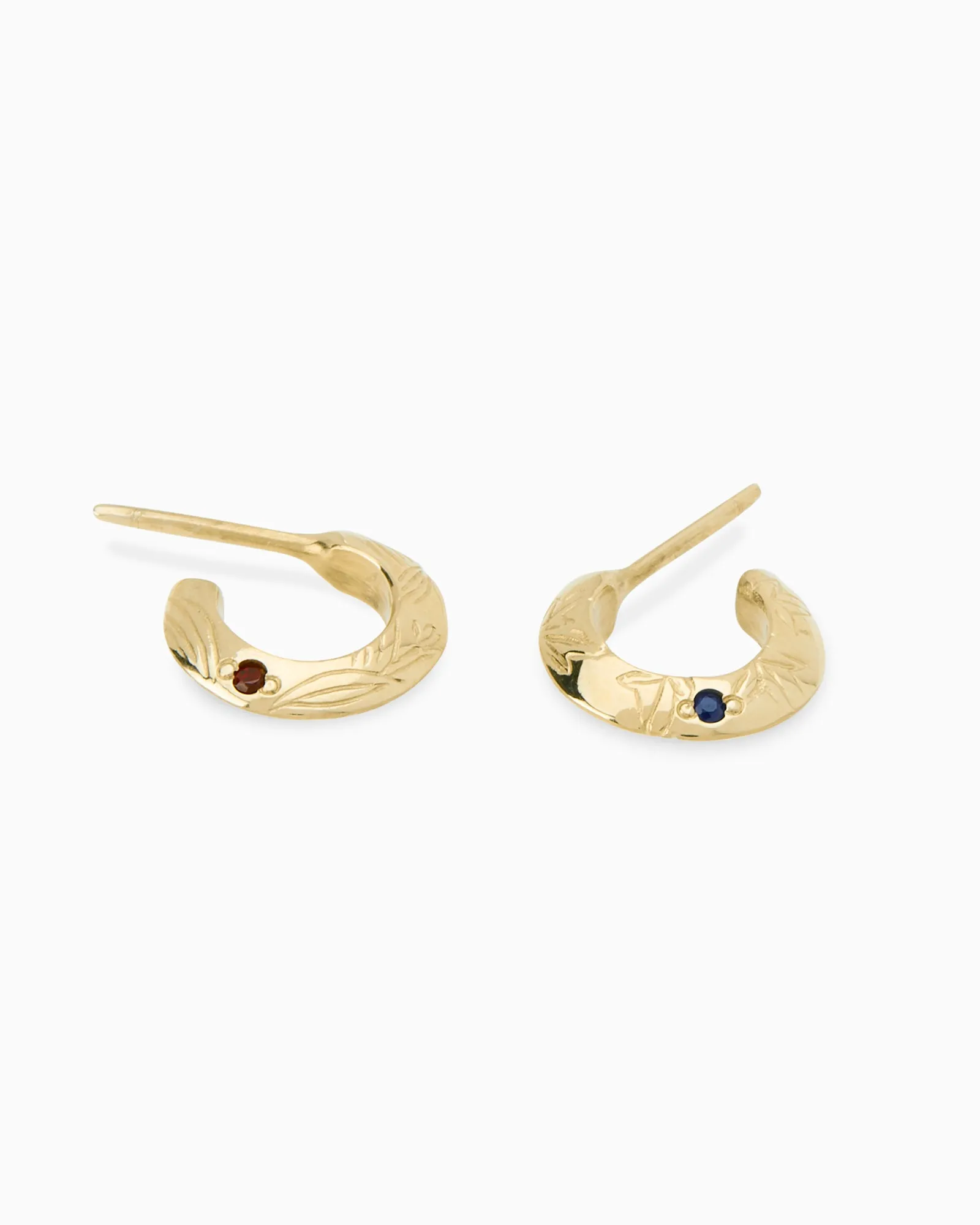 Birthflower Stone Huggies | Solid Yellow Gold