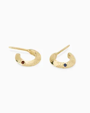 Birthflower Stone Huggies | Solid Yellow Gold