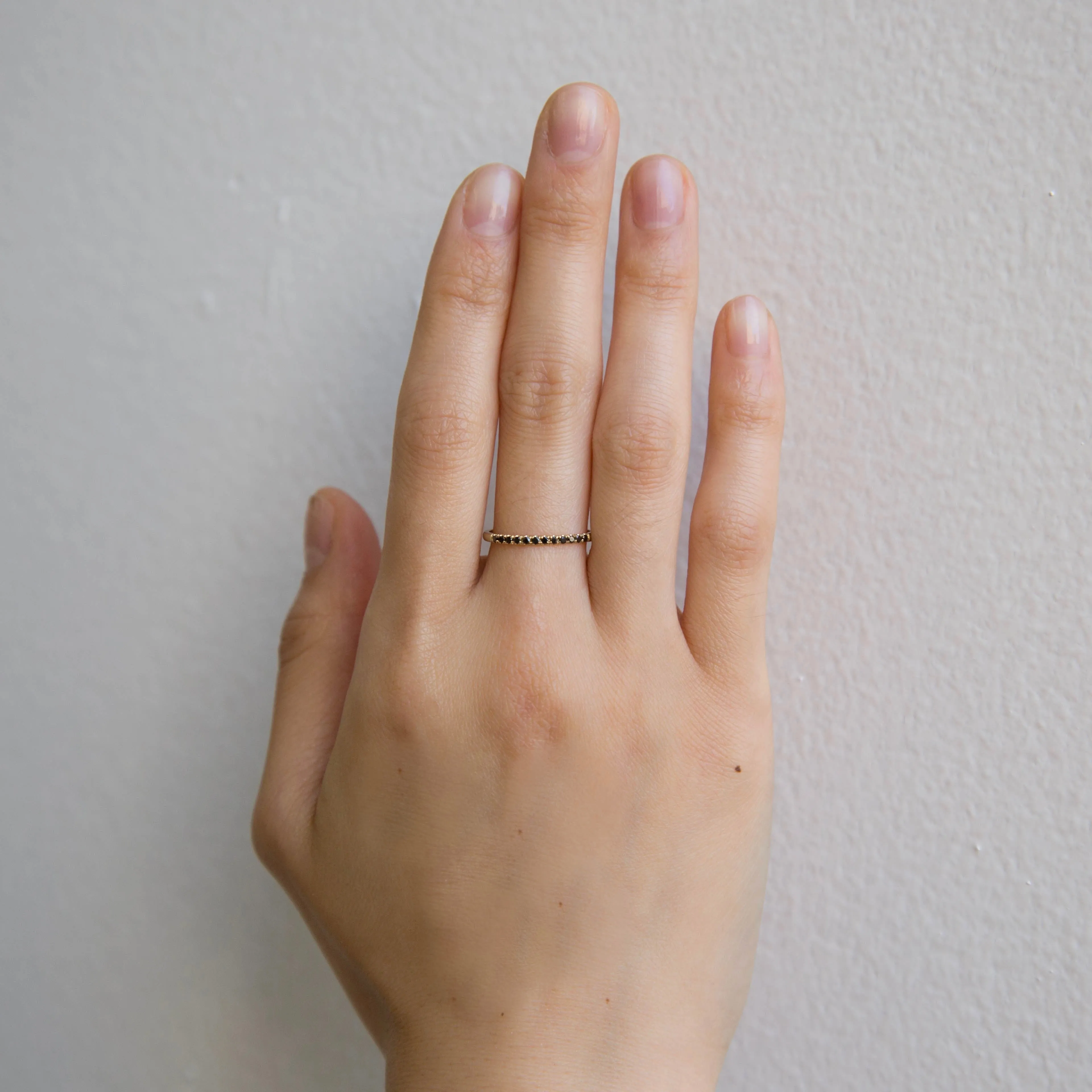 Black Diamond Half Round Semi Pave Ring