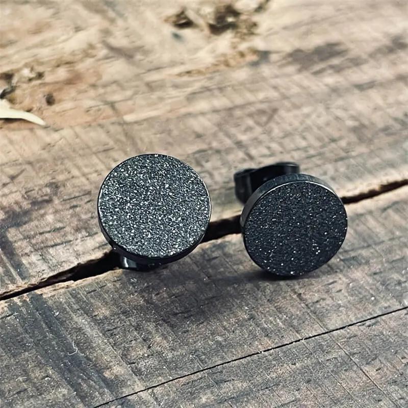 Black Minimalist Round Stainless Steel Stud Earrings