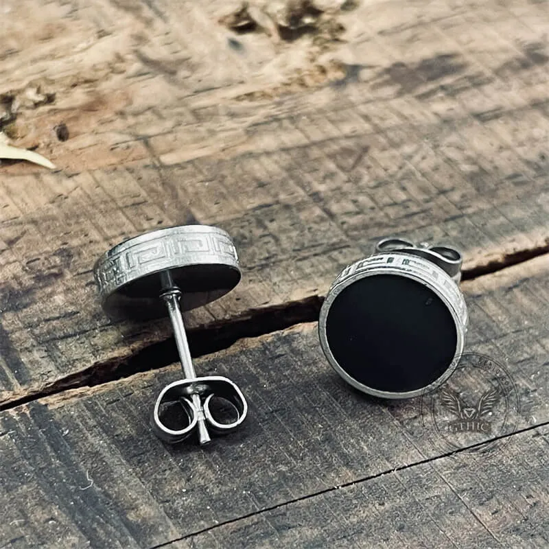 Black Minimalist Round Stainless Steel Stud Earrings