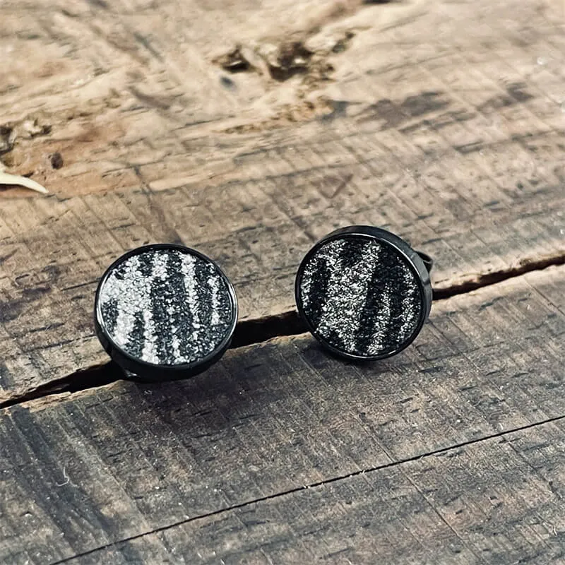 Black Minimalist Round Stainless Steel Stud Earrings